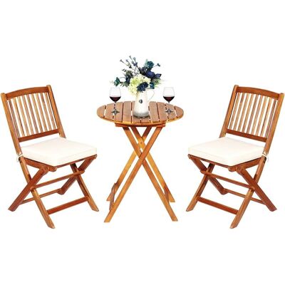 Costway Juego De Mesa Y 2 Sillas Para Jardín Mueble Grupo De Asiento De Madera Mesa Redonda Y Silla Plegable Para Terraza Patio Pasillo Costway Juego De Mesa Y 2 Sillas Para Jardín Mueble Grupo De Asiento De Madera Mesa Redonda Y Silla Plegable Para Terraza Patio Pasillo