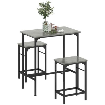 JHY DESIGN Conjunto De Mesa De Bar, Mesa De Bar Con Taburetes, Mesa De Comedor Con 2 Sillas Con Almohadillas Antideslizantes En Las Patas, Color Gris. JHY DESIGN Conjunto De Mesa De Bar, Mesa De Bar Con Taburetes, Mesa De Comedor Con 2 Sillas Con Almohadillas Antideslizantes En Las Patas, Color Gris.