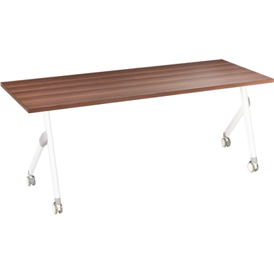 BELIANI Escritorio Rectangular Moderno Plegable Con Ruedas Mesa Móvil Portátil 160 X 60 Cm Estructura De Metal Marrón Oscuro Y Blanco Bendi BELIANI Escritorio Rectangular Moderno Plegable Con Ruedas Mesa Móvil Portátil 160 X 60 Cm Estructura De Metal Marrón Oscuro Y Blanco Bendi