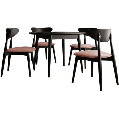 MIRJAN24 Conjunto De Mesas Y Sillas Para Comedor Racine 134, Magic Velvet 2258 + Negro, 76x0x0cm, Diámetro: 120, Número De Asientos: 4, Estilo: Contemporary MIRJAN24 Conjunto De Mesas Y Sillas Para Comedor Racine 134, Magic Velvet 2258 + Negro, 76x0x0cm, Diámetro: 120, Número De Asientos: 4, Estilo: Contemporary
