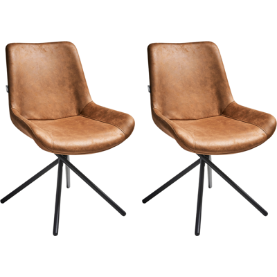 Beliani - Conjunto De 2 Sillas De Comedor Patas Entrecruzadas De Hierro Tapicería De Gamuza Sintética Marrón Dorado Hailey Beliani - Conjunto De 2 Sillas De Comedor Patas Entrecruzadas De Hierro Tapicería De Gamuza Sintética Marrón Dorado Hailey