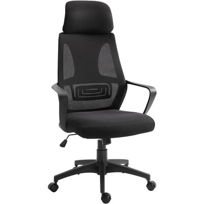 Vinsetto - Silla De Oficina Silla De Escritorio Ajustable Con Respaldo Reposabrazos Reposacabezas Ruedas Y Función Basculante Carga 120 Kg 64x55x116-126 Cm Negro Vinsetto - Silla De Oficina Silla De Escritorio Ajustable Con Respaldo Reposabrazos Reposacabezas Ruedas Y Función Basculante Carga 120 Kg 64x55x116-126 Cm Negro