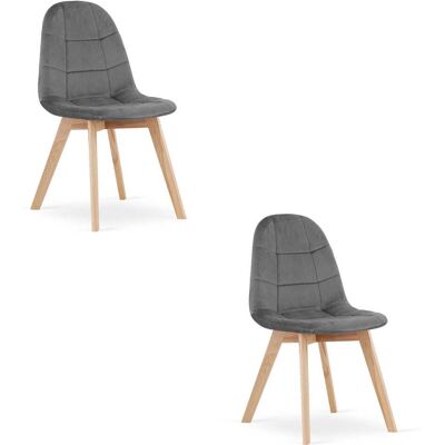 Viking Choice Modelo BORA - Silla de comedor de terciopelo gris - Juego de 2 Viking Choice Modelo BORA - Silla de comedor de terciopelo gris - Juego de 2
