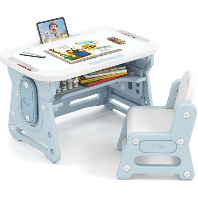 HELLOSHOP26 Conjunto De Mesa Y Silla Infantil Regulable En Altura 80 X 50 X 49/53/57 Cm Confort Ergonómico Diseño Azul 200012018 HELLOSHOP26 Conjunto De Mesa Y Silla Infantil Regulable En Altura 80 X 50 X 49/53/57 Cm Confort Ergonómico Diseño Azul 200012018