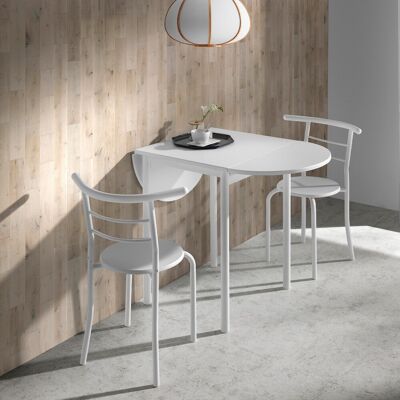 Momma Home - Conjunto Mesa Cocina Extensible y 2 Sillas Blanco - Blanco - Dining Set Momma Home - Conjunto Mesa Cocina Extensible y 2 Sillas Blanco - Blanco - Dining Set