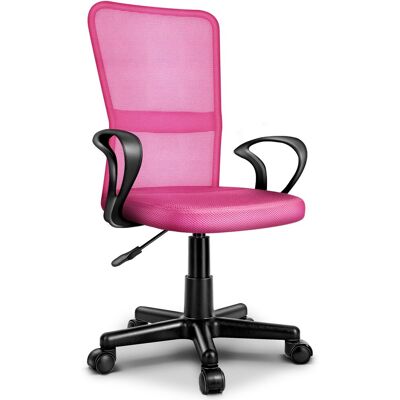 Tresko Silla De Oficina Rosa, Silla Giratoria Con Reposabrazos Y Ruedas De Plástico De Marcha Suave, Altura Regulable De Forma Continua, Asiento Acolchado, Ajuste Ergonómico. Tresko Silla De Oficina Rosa, Silla Giratoria Con Reposabrazos Y Ruedas De Plástico De Marcha Suave, Altura Regulable De Forma Continua, Asiento Acolchado, Ajuste Ergonómico.