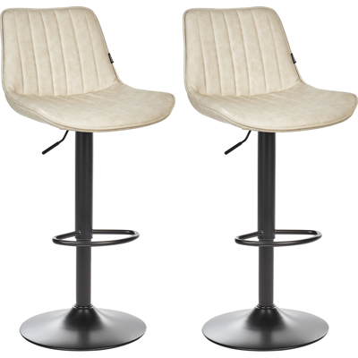 Beliani - Conjunto De 2 Sillas De Bar De Piel Sintética Patas De Acero Negro Sin Reposabrazos Comedor Beige Dubrovnik Beliani - Conjunto De 2 Sillas De Bar De Piel Sintética Patas De Acero Negro Sin Reposabrazos Comedor Beige Dubrovnik