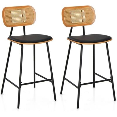 Costway Conjunto De 2 Taburetes De Bar De Ratán, Sillas De Comedor Con Respaldo Y Patas De Metal, Sillas Altas Para Barra, Sillas De Comedor Sin Brazos Tapizadas Para Cocina Y Cafetería Costway Conjunto De 2 Taburetes De Bar De Ratán, Sillas De Comedor Con Respaldo Y Patas De Metal, Sillas Altas Para Barra, Sillas De Comedor Sin Brazos Tapizadas Para Cocina Y Cafetería
