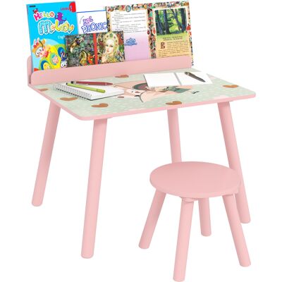 OEM Mesa Infantil Con Silla Y Estante Para Libros Escritorio Para Niños De +3 Años Para Sala De Juegos Rosa OEM Mesa Infantil Con Silla Y Estante Para Libros Escritorio Para Niños De +3 Años Para Sala De Juegos Rosa