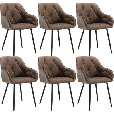 Woltu - Suite 6 Una Silla Acolchada Moderna Para Patas De Metal En La Cocina O Sala De Estar. Pu Retro Marrone Oscuro Woltu - Suite 6 Una Silla Acolchada Moderna Para Patas De Metal En La Cocina O Sala De Estar. Pu Retro Marrone Oscuro