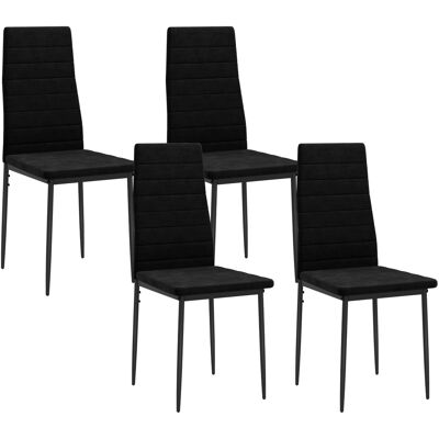 JHY DESIGN Juego De 4 Sillas De Comedor, Diseño Sin Brazos, Tapicería De Tela, Patas De Metal, Color Negro. JHY DESIGN Juego De 4 Sillas De Comedor, Diseño Sin Brazos, Tapicería De Tela, Patas De Metal, Color Negro.