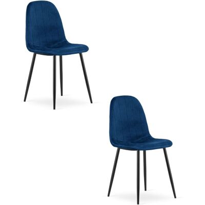 AKORD Silla Padva - Terciopelo Azul Marino / Patas Negras X 2 AKORD Silla Padva - Terciopelo Azul Marino / Patas Negras X 2