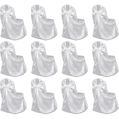 vidaXL Funda de silla para banquete de boda 12 piezas Blanco - Funda de silla vidaXL Funda de silla para banquete de boda 12 piezas Blanco - Funda de silla