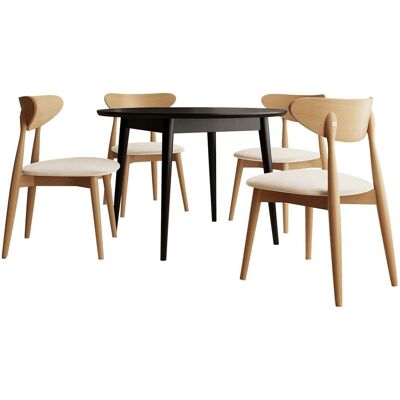 MIRJAN24 Conjunto De Mesas Y Sillas Para Comedor Racine 134, Negro, 76x0x0cm, Diámetro: 120, Número De Asientos: 4, Estilo: Contemporary MIRJAN24 Conjunto De Mesas Y Sillas Para Comedor Racine 134, Negro, 76x0x0cm, Diámetro: 120, Número De Asientos: 4, Estilo: Contemporary