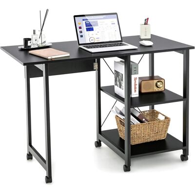 Costway Escritorio Plegable Para Ordenador, Carro De Ordenador Con Almacenamiento, Mesa De Trabajo Con 6 Ruedas, Escritorio Compacto Para Casa Oficina (negro) Costway Escritorio Plegable Para Ordenador, Carro De Ordenador Con Almacenamiento, Mesa De Trabajo Con 6 Ruedas, Escritorio Compacto Para Casa Oficina (negro)