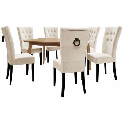 MIRJAN24 Conjunto De Mesas Y Sillas Para Comedor Racine 144, Negro + Magic Velvet 2250, 76x80x140cm, Diámetro: 0, Número De Asientos: 6, Estilo: Modernoclásico MIRJAN24 Conjunto De Mesas Y Sillas Para Comedor Racine 144, Negro + Magic Velvet 2250, 76x80x140cm, Diámetro: 0, Número De Asientos: 6, Estilo: Modernoclásico