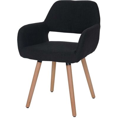 Décoshop26 - Escritorio De Visita Silla Comedor Sin Ruedas Diseño Retro En Tela Negra Base Madera Clara 040002148 Décoshop26 - Escritorio De Visita Silla Comedor Sin Ruedas Diseño Retro En Tela Negra Base Madera Clara 040002148