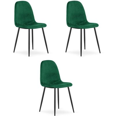 AKORD Silla Padva - Terciopelo Verde / Patas Negras X 3 AKORD Silla Padva - Terciopelo Verde / Patas Negras X 3