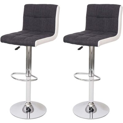 DÉCOSHOP26 Ote De 2 Taburetes De Bar Regulables Altura 87 A 107 Cm Giratorios 360 Con Respaldo Tela Gris Oscuro Piel Sintética Blanca Metal Cromado 04001092 DÉCOSHOP26 Ote De 2 Taburetes De Bar Regulables Altura 87 A 107 Cm Giratorios 360 Con Respaldo Tela Gris Oscuro Piel Sintética Blanca Metal Cromado 04001092