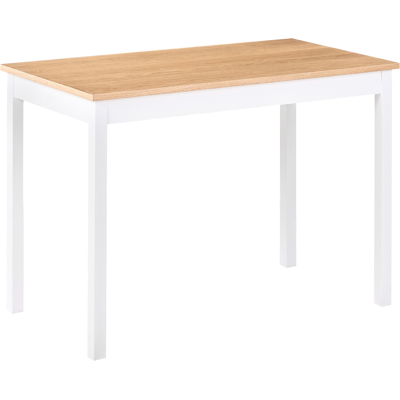 BELIANI Mesa De Comedor Y Cocina De Madera Roble Claro Natural Patas Blancas Estilo Rústico 110 X 60 X 75 Cm Georgia BELIANI Mesa De Comedor Y Cocina De Madera Roble Claro Natural Patas Blancas Estilo Rústico 110 X 60 X 75 Cm Georgia
