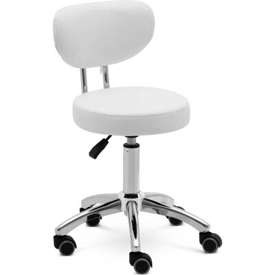 PHYSA Silla Taburete Cosm茅tica Con Respaldo Y Ruedas, Soporta Hasta 150 Kg, Ascona Blanca. PHYSA Silla Taburete Cosm茅tica Con Respaldo Y Ruedas, Soporta Hasta 150 Kg, Ascona Blanca.