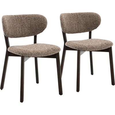 HAPPY GARDEN Pack De 2 Sillas De Madera Con Tinte Nogal Oscuro Y Tejido Jaspeado Taupe Aura HAPPY GARDEN Pack De 2 Sillas De Madera Con Tinte Nogal Oscuro Y Tejido Jaspeado Taupe Aura