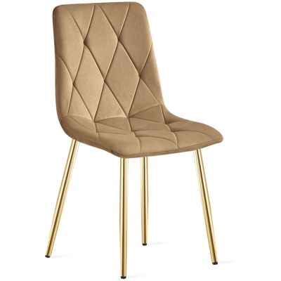 AKORD Silla Libra - Terciopelo Marrón / Patas Doradas X 1 AKORD Silla Libra - Terciopelo Marrón / Patas Doradas X 1