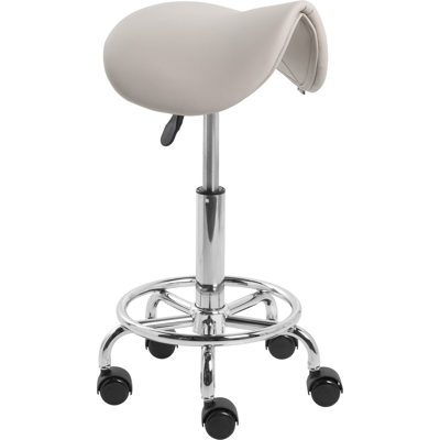 BELIANI Taburete Pony De Oficina De Piel Sintética Estructura De Metal Función Giratoria Altura Ajustable Ruedas Gris Pardo Dumont BELIANI Taburete Pony De Oficina De Piel Sintética Estructura De Metal Función Giratoria Altura Ajustable Ruedas Gris Pardo Dumont