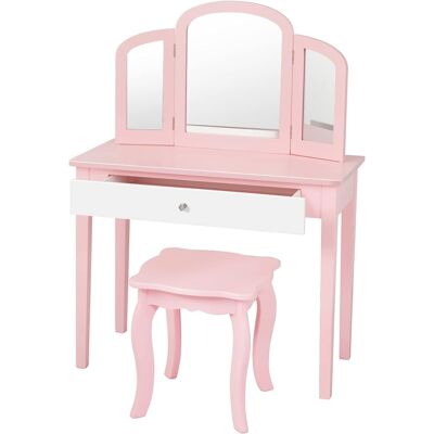 Set Tocador Infantil con Espejo y Taburete - 2 en 1 - Costway Set Tocador Infantil con Espejo y Taburete - 2 en 1 - Costway