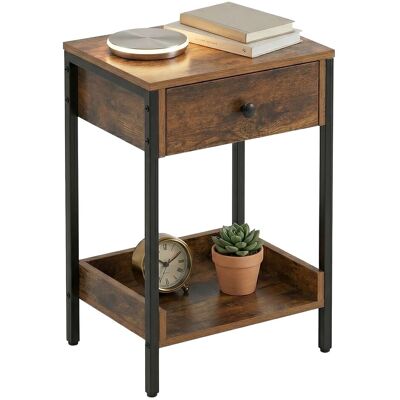 Relaxdays Mesa Auxiliar Con Cajón Y Balda, Estilo Industrial, 69,5x38x28 Cm, Salón, Recibidor, Metal, Marrón/negro Relaxdays Mesa Auxiliar Con Cajón Y Balda, Estilo Industrial, 69,5x38x28 Cm, Salón, Recibidor, Metal, Marrón/negro
