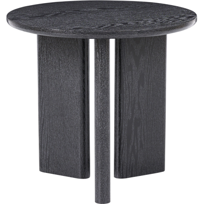 BELIANI Mesa Auxiliar Moderna De Mdf Con Chapa De Papel Redonda Patas De Tres Paneles Sala De Estar Negro Cowal BELIANI Mesa Auxiliar Moderna De Mdf Con Chapa De Papel Redonda Patas De Tres Paneles Sala De Estar Negro Cowal