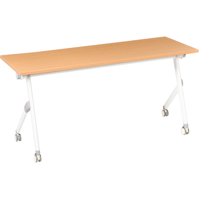 BELIANI Escritorio Rectangular Moderno Plegable Con Ruedas Mesa Móvil Portátil 160 X 60 Cm Estructura De Metal Marrón Y Blanco Bendi BELIANI Escritorio Rectangular Moderno Plegable Con Ruedas Mesa Móvil Portátil 160 X 60 Cm Estructura De Metal Marrón Y Blanco Bendi