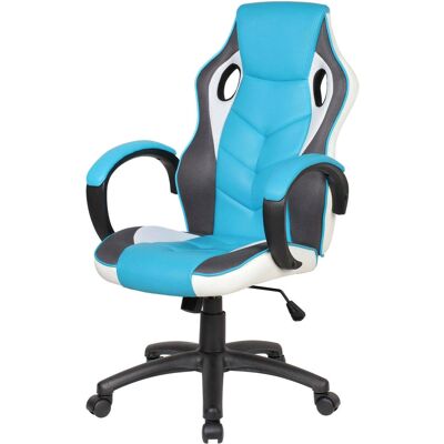 Dmora - Silla Gaming Darlanc, Sillón Gaming Adulto, Silla De Escritorio, 66x61h104/114 Cm, Cielo Azul Y Blanco Dmora - Silla Gaming Darlanc, Sillón Gaming Adulto, Silla De Escritorio, 66x61h104/114 Cm, Cielo Azul Y Blanco