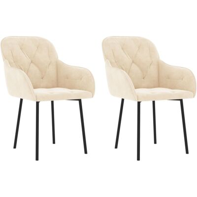 Vidaxl - Crema Terciopelo Dining Chairs - 2 unidades Vidaxl - Crema Terciopelo Dining Chairs - 2 unidades