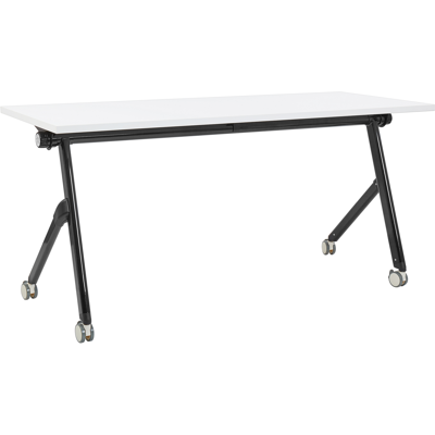 BELIANI Escritorio Rectangular Moderno Plegable Con Ruedas Mesa Móvil Portátil Estructura Metálica 160 X 60 Cm Blanco Y Negro Bendi BELIANI Escritorio Rectangular Moderno Plegable Con Ruedas Mesa Móvil Portátil Estructura Metálica 160 X 60 Cm Blanco Y Negro Bendi