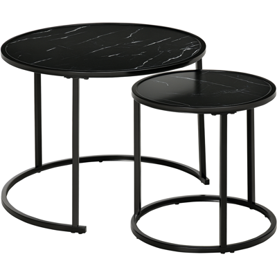 Homcom - Juego De 2 Mesas Auxiliares Redondas Apilables Mesas De Café Modernas Con Encimera En Efecto De Mármol Y Marco De Acero Ø60x46 Cm Y Ø40x40 Cm Homcom - Juego De 2 Mesas Auxiliares Redondas Apilables Mesas De Café Modernas Con Encimera En Efecto De Mármol Y Marco De Acero Ø60x46 Cm Y Ø40x40 Cm