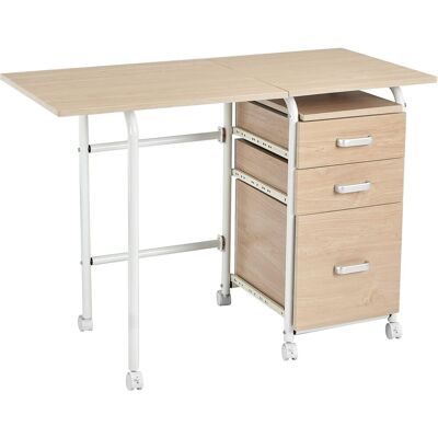 Costway - Escritorio Plegable Para Ordenador Escritorio Con 3 Cajones Removibles Y Ruedas Bloqueables Mesa De Madera Moderna Y Salva Espacio Para Dormitorio Y Oficina (natural) Costway - Escritorio Plegable Para Ordenador Escritorio Con 3 Cajones Removibles Y Ruedas Bloqueables Mesa De Madera Moderna Y Salva Espacio Para Dormitorio Y Oficina (natural)