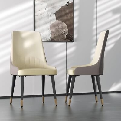 Unho - Juego De 2 Sillas De Comedor Cuero, Sillas Tapizadas Con Respaldo De Cocina De Piel Sintética De Pu Cómodas, Beige Unho - Juego De 2 Sillas De Comedor Cuero, Sillas Tapizadas Con Respaldo De Cocina De Piel Sintética De Pu Cómodas, Beige