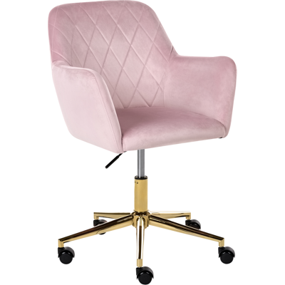 BELIANI Silla De Oficina Tapizado De Terciopelo Giratoria Altura Regulable Respaldo Con Capitoné Rosa Pastel Leloria BELIANI Silla De Oficina Tapizado De Terciopelo Giratoria Altura Regulable Respaldo Con Capitoné Rosa Pastel Leloria