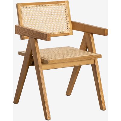 Sklum - Silla De Comedor Con Reposabrazos En Madera De Fresno Y Ratán Lali Sklum - Silla De Comedor Con Reposabrazos En Madera De Fresno Y Ratán Lali