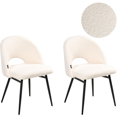 Juego de 2 Sillas de Comedor Blanco Bouclé Beliani Juego de 2 Sillas de Comedor Blanco Bouclé Beliani