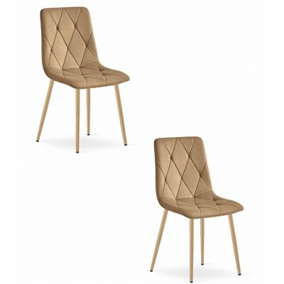 AKORD Silla Libra - Terciopelo Marrón / Patas Color Madera X 2 AKORD Silla Libra - Terciopelo Marrón / Patas Color Madera X 2