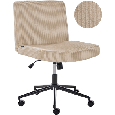 BELIANI Silla De Escritorio Giratoria Con Tapizado De Pana Asiento Ancho Neumático Inclinable Para Oficina En Casa Beige Geddes BELIANI Silla De Escritorio Giratoria Con Tapizado De Pana Asiento Ancho Neumático Inclinable Para Oficina En Casa Beige Geddes