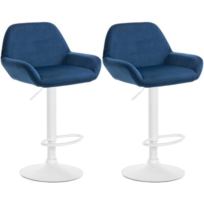 Braga Terciopelo Blanco/Azul - Conjunto de Taburetes de Bar Braga Terciopelo Blanco/Azul - Conjunto de Taburetes de Bar