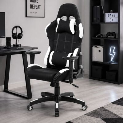 Serena - Silla Gaming Bundaberg, Sillón Gaming Adulto, Silla De Escritorio, Cm 57x72h124/134, Negro Y Blanco Serena - Silla Gaming Bundaberg, Sillón Gaming Adulto, Silla De Escritorio, Cm 57x72h124/134, Negro Y Blanco