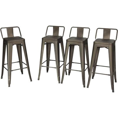 Costway Taburete De Bar Apilable, Juego De 4 Sillas Vintage De Metal, Silla De Comedor Con Respaldo, Silla De Café Con Barra De Pie Para Cocina Comedor Bar, 43 X 43 X 94 Cm (bronce) Costway Taburete De Bar Apilable, Juego De 4 Sillas Vintage De Metal, Silla De Comedor Con Respaldo, Silla De Café Con Barra De Pie Para Cocina Comedor Bar, 43 X 43 X 94 Cm (bronce)