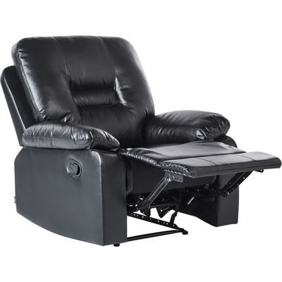 BELIANI Sillón Reclinable De Piel Sintética Negra Reposapiés Respaldo Bergen BELIANI Sillón Reclinable De Piel Sintética Negra Reposapiés Respaldo Bergen