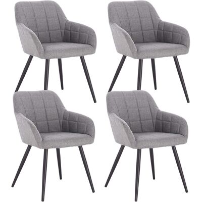 Woltu - Juego De 4 Sillas De Comedor, Sillas De Cocina En Lino Y Metal 49x43x81cm Gris Claro Woltu - Juego De 4 Sillas De Comedor, Sillas De Cocina En Lino Y Metal 49x43x81cm Gris Claro