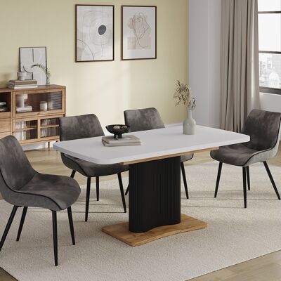 Mesa De Comedor Fenaro, Blanco/roble Dorado, 120-160 X 80 Cm Extensible, Vicco Mesa De Comedor Fenaro, Blanco/roble Dorado, 120-160 X 80 Cm Extensible, Vicco