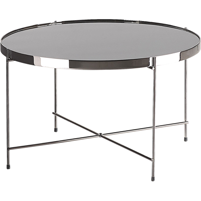 Beliani - Mesa De Centro Con Tablero Redondo De Vidrio Templado Negro Y Patas De Metal Oscuro Estilo Glamour Lucea Beliani - Mesa De Centro Con Tablero Redondo De Vidrio Templado Negro Y Patas De Metal Oscuro Estilo Glamour Lucea